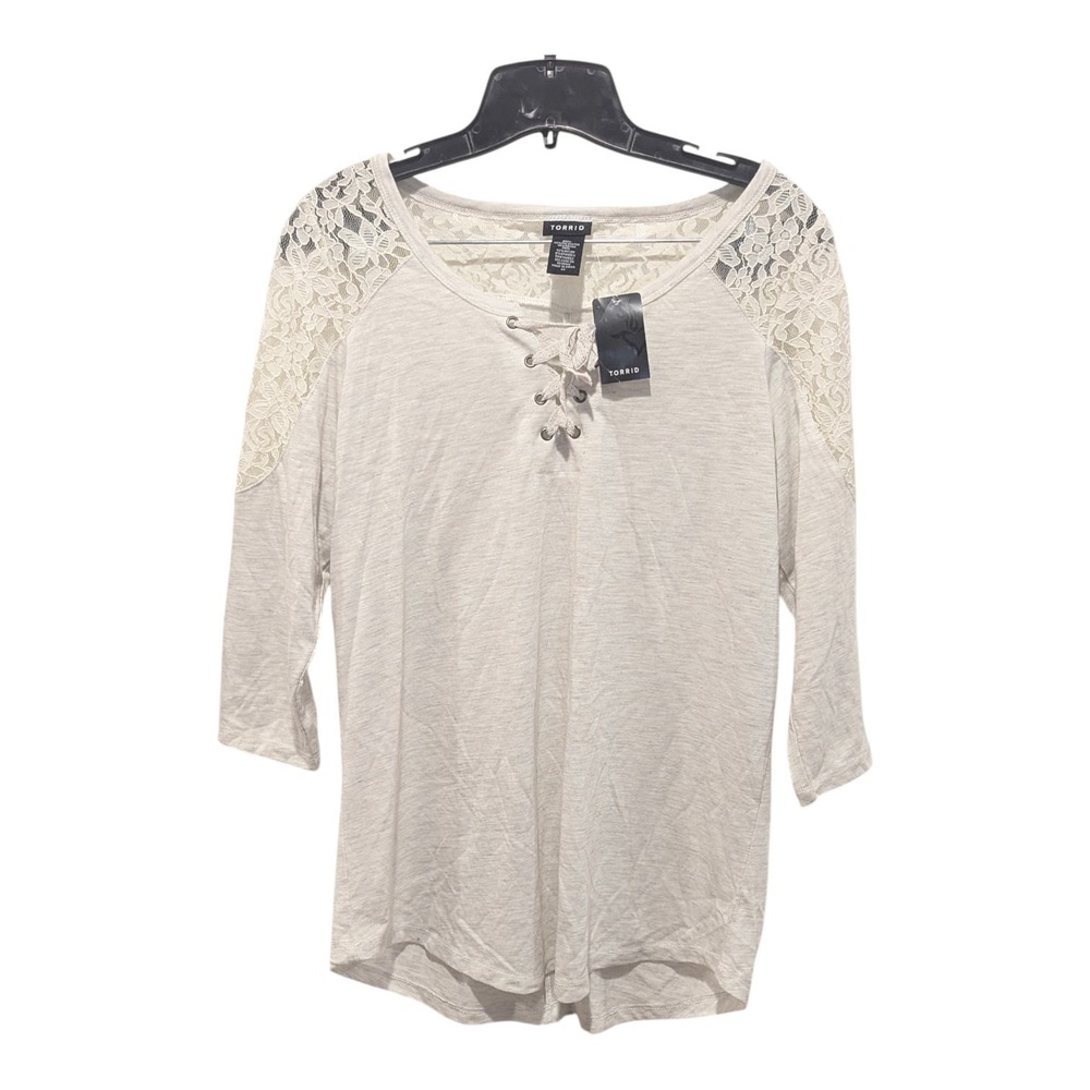 Coquette Fairy Grunge Torrid Lace Up Henley Top Cream Bella Swan Torrid NWT M/L